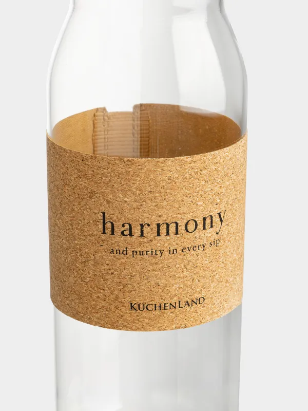 Beverage bottle, 1.25 l, with zarf, glass B stopper, Clear font, image-1