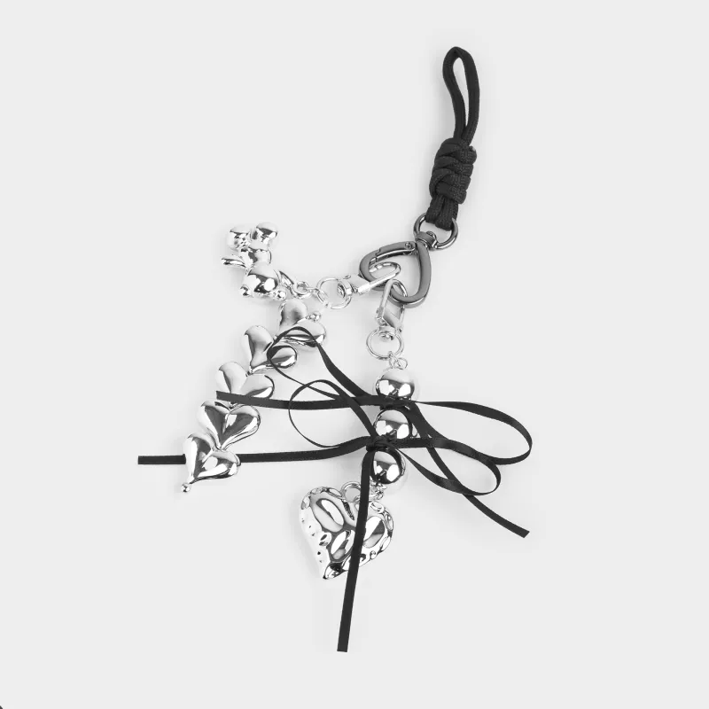 Keychain, 16 cm, polyester / metal, Silver, Heart, Jewelry heart