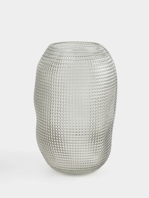 Flower vase, 30 cm, glass, grey, Fantasy, image-0