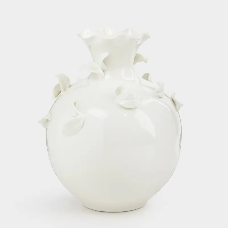 Flower vase, 26 cm, ceramic, milky, Petals, Bloome