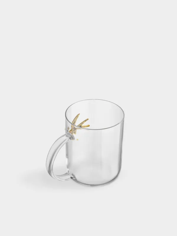 Mug, 450 ml, glass B / metal, Golden swallow, Lux elements, image-2