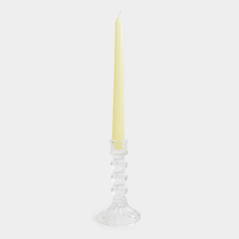 Candle holder, 16 cm, for cylindrical / thin candles, on a leg, collapsible, glass R, Ribby, image-8