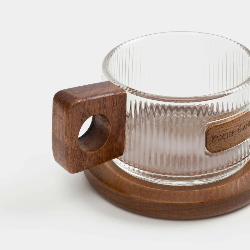 Mug, 230 ml, on a stand, glass B / wood, Ribby, image-5