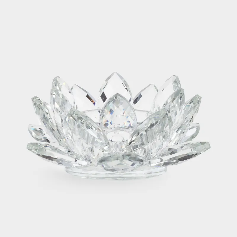 Candlestick, 11 cm, for a tea candle, glass, Flower, Crystal flower