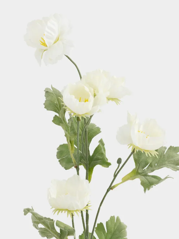 Decorative branch, 68 cm, foam/polyester, White poppy, Poppy garden, image-3