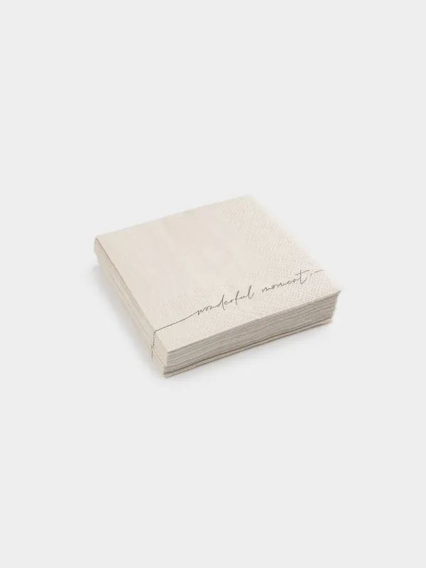 Paper napkins, 21x21 cm, 20 pcs, square, white, Wonderful moment, Scroll, image-3