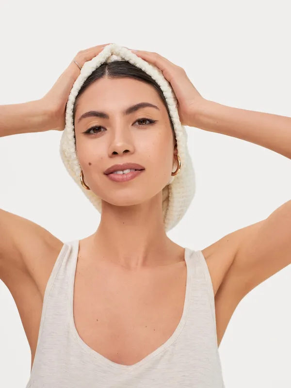 Turban towel for hair, 62x24 cm, microfiber, milk, Fiber spa, image-4