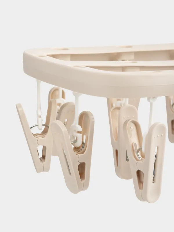 Sock and underwear dryer, 18 clothespins, hanging, plastic, Beige, Compact, image-3