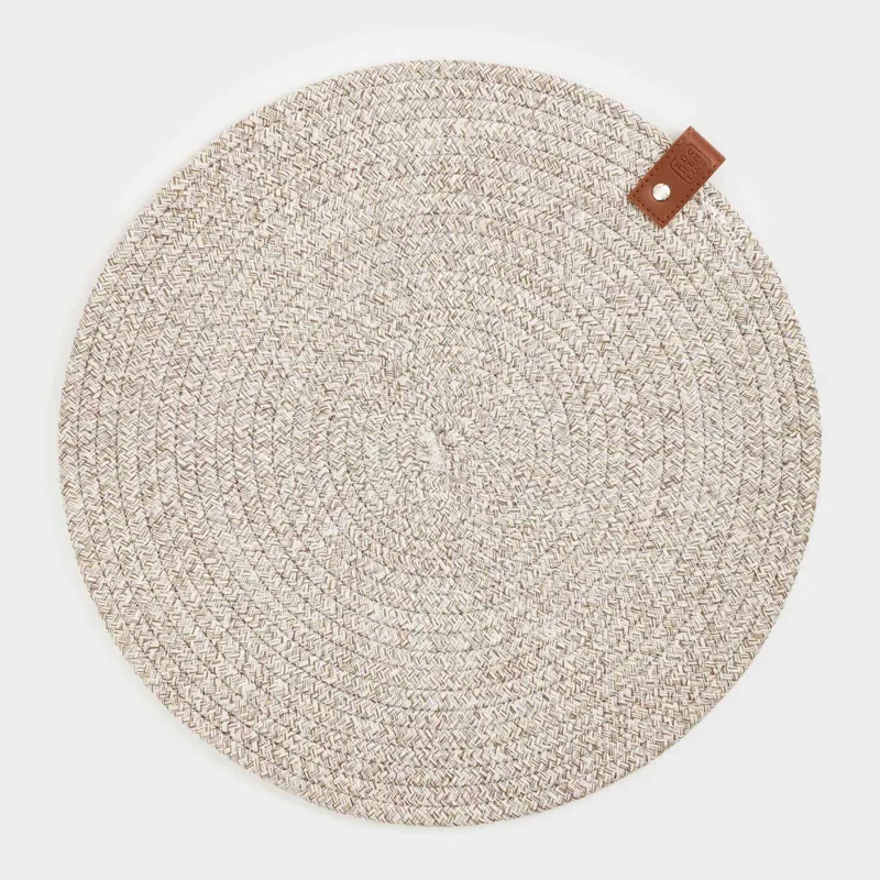 Placemat, 38 cm, polyester / cotton, round, beige-brown, Swivel