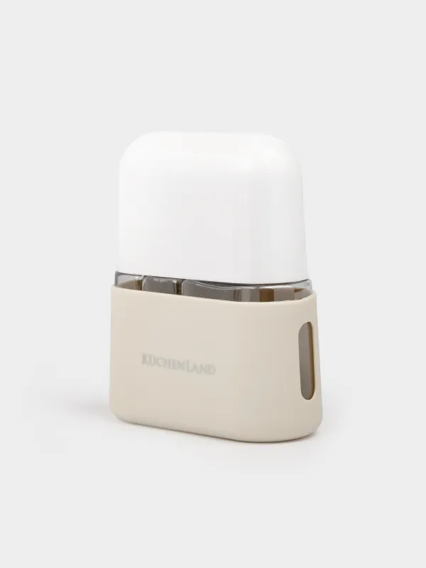 Travel bottle set, 3 pcs, with dispenser, in case, plastic, beige, Travel comfort, image-1