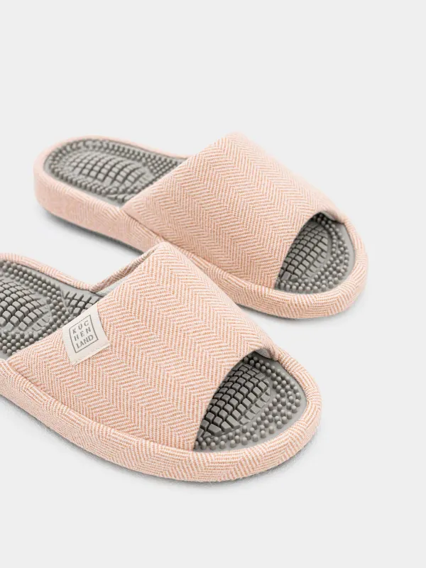 Women's slippers, home, p. 36-37, polyester / rubber, beige, Lint, image-2