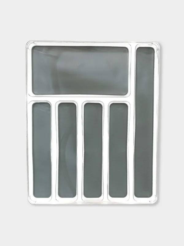 Cutlery tray, 40x32 cm, 6 compartments, removable linings, plastic / rubber, Non-slip new, image-0