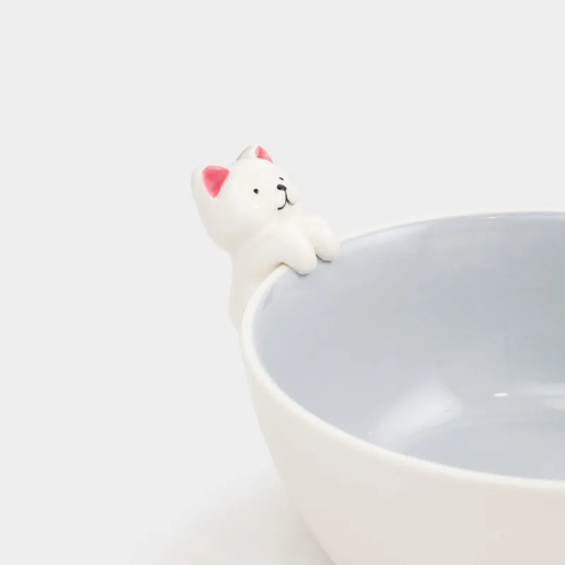 Children's soup plate, 14x6 cm, porcelain P, white-gray, kitten, Friend, image-3