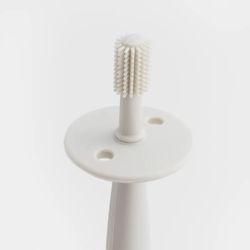 Dental brush with limiter, children's, 12 cm, silicone, beige, Kiddy, image-3