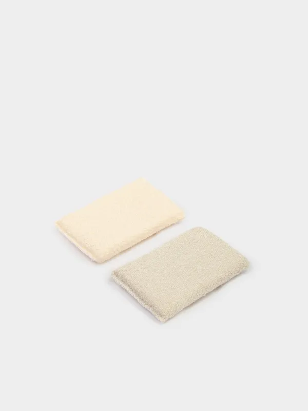 Dish washing sponge, 14x9 cm, 2 pcs, microfiber/foam, beige, Clean, image-2