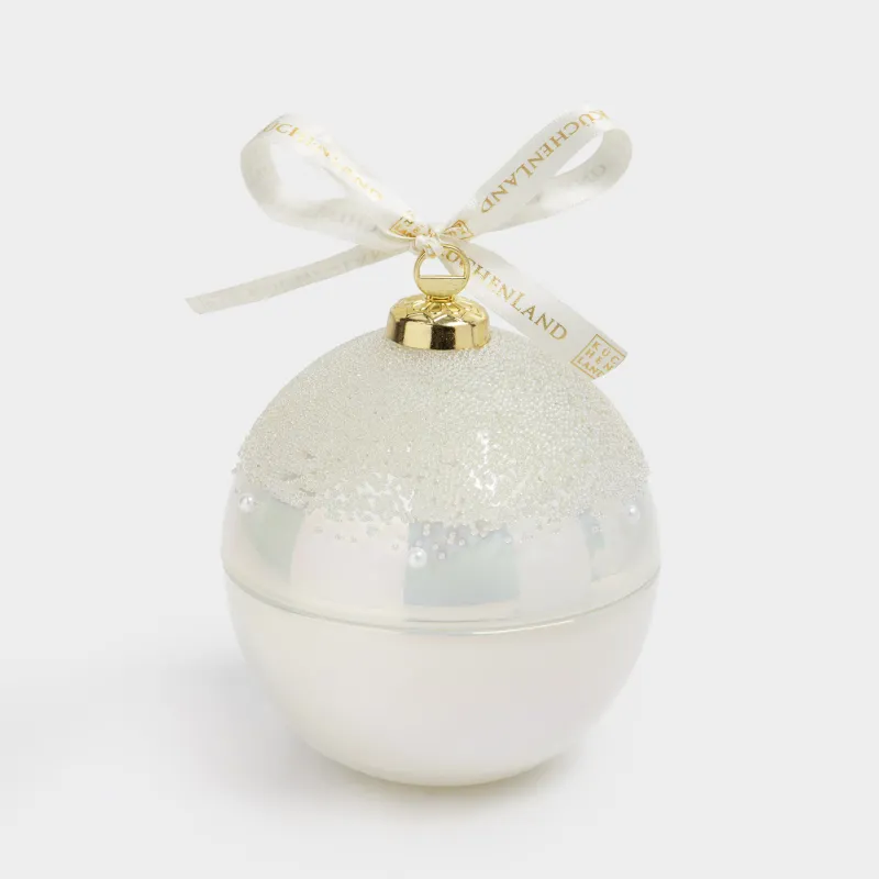 Storage container, 14x10 cm, 230 ml, glass / metal, pearl, Ball, Christmas storage