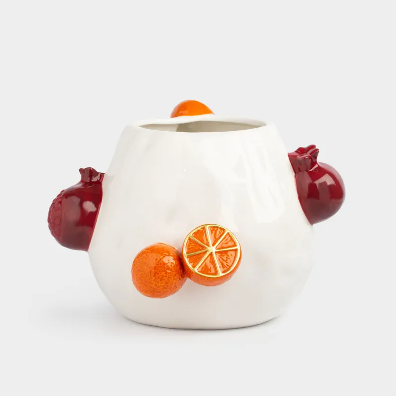 Flower vase, 19 cm, decorative, ceramic, Pomegranates and tangerines, Fruit