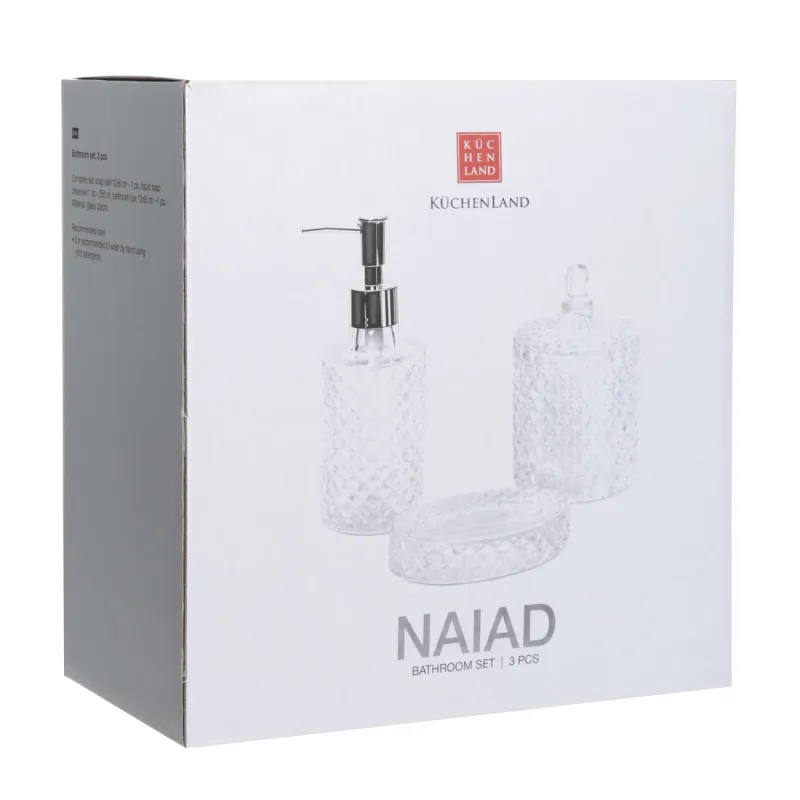 Bathroom set, 3 pr, glass / plastic, Naiad, image-6