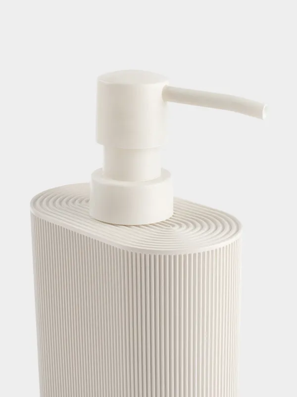 Liquid soap dispenser, 320 ml, polyresin / plastic, milky, White stripes, image-2