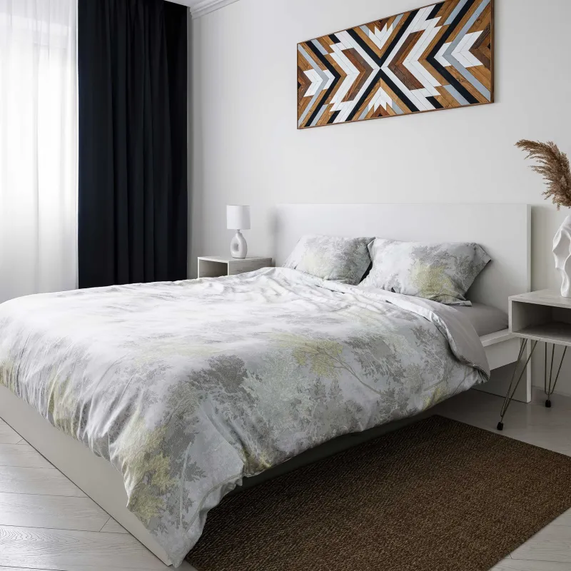 Bed linen, Euro, Tencel 300 TS, grey-menthol, Branches, Tencel