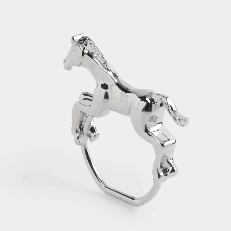 Napkin ring, 7 cm, metal, silver, Horse, Horse silver