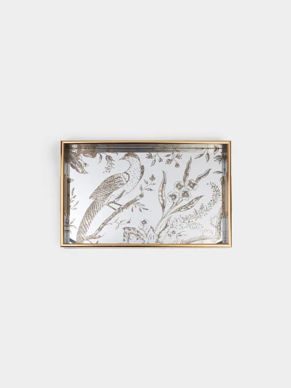 Tray, 25x40 cm, plastic / glass, rectangular, mirror, Bird, Bluebird, image-5