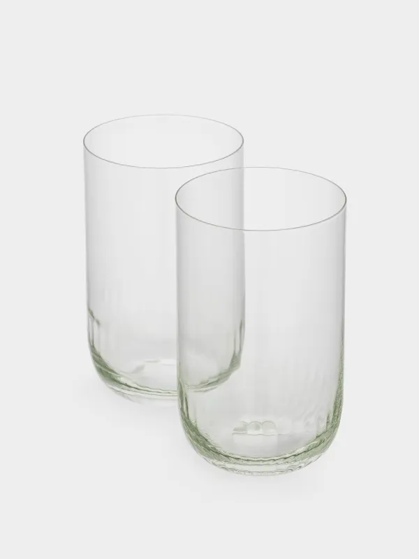 Glass, 12 cm, 460 ml, 2 pcs, crystal glass, green, Rofrano, image-2
