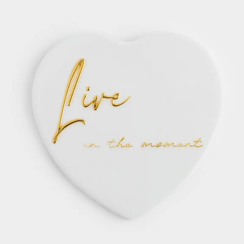 Coaster, 11x11 cm, ceramic / cork, White, Heart, Scroll