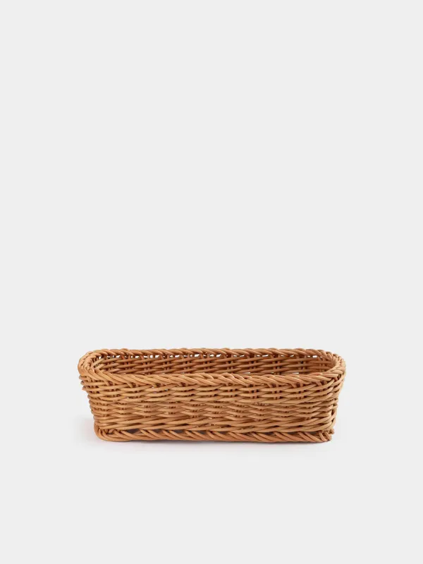 Cutlery basket, 25x10 cm, rattan, rectangular, brown, Twig, image-0