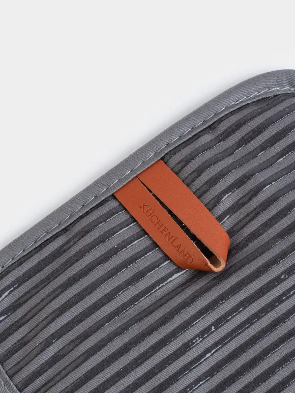 Potholder, 26x18 cm, cotton / silicone, graphite, Bakery striped, image-4