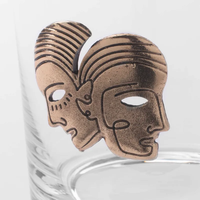 Whiskey glass, 10 cm, 340 ml, glass / metal, gold, Gemini, Zodiac, image-2