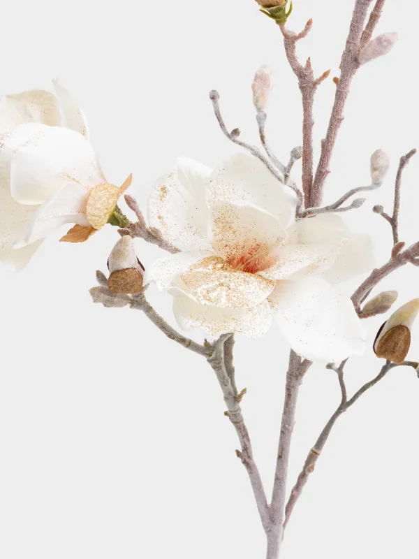 Decorative branch, 85 cm, polyester / plastic, champagne, White magnolia, Magnolia, image-2