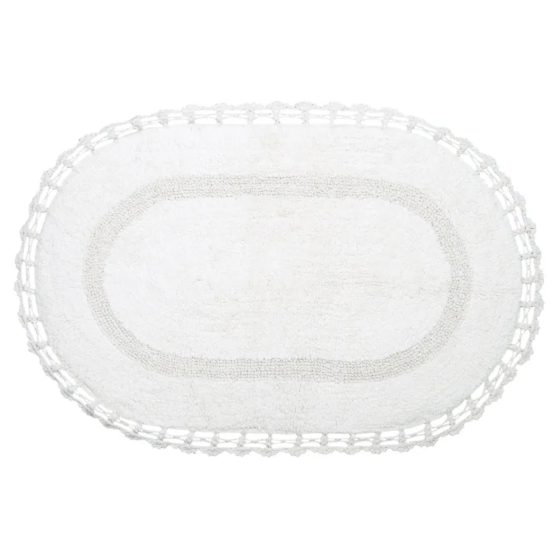 Mat, 60x100 cm, cotton, cream, Lace, Knit