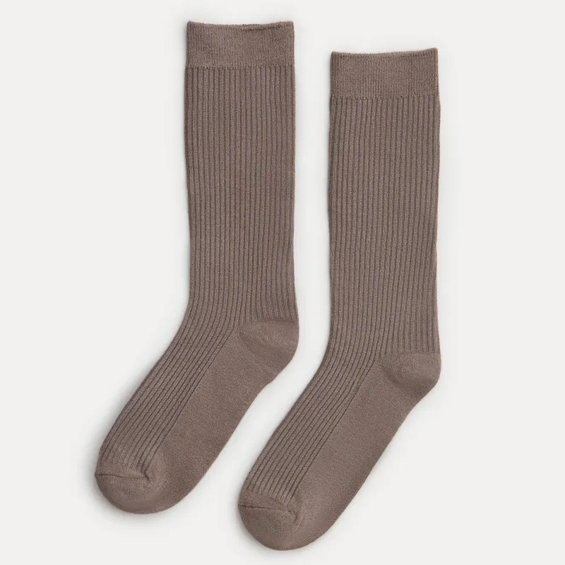 Women's socks, size 36-38, ribbed, bamboo / polyester, sand, Heddy