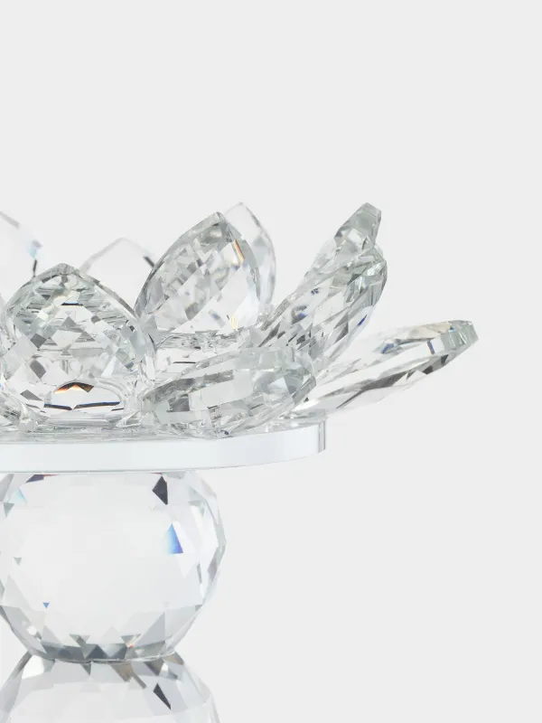 Candlestick, 13 cm, for a cylindrical candle, on a leg, glass, Flower, Crystal flower, image-2