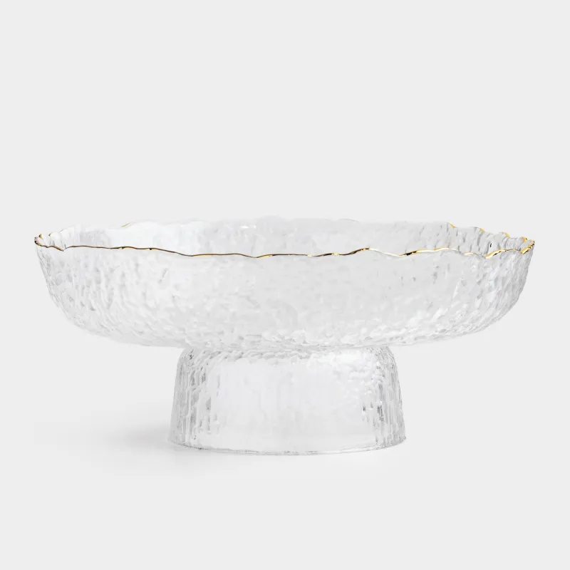 Fruit bowl, 20x8 cm, on a leg, glass, with golden edging, Nautilus gold