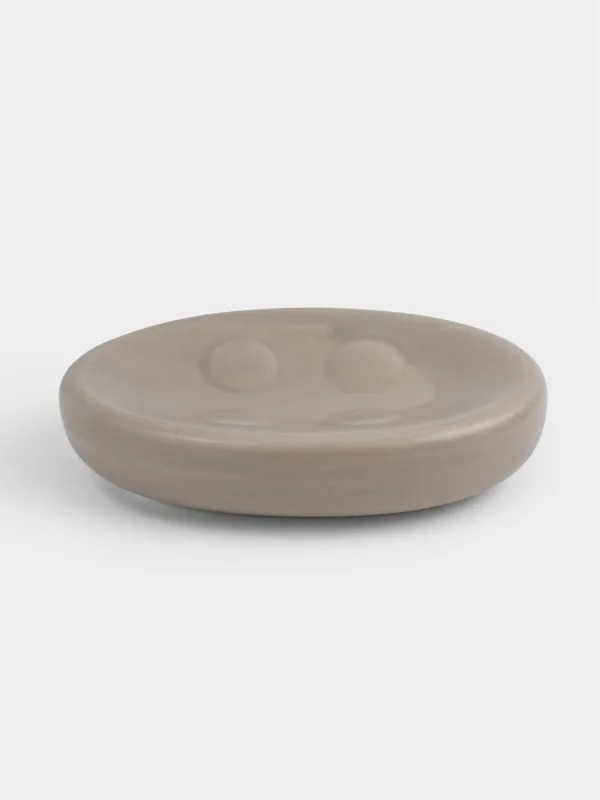 Soap dish, 13x9 cm, ceramic, oval, beige-gray, Giza, image-1