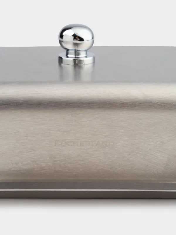 Butter dish, 18 cm, steel, rectangular, Classic, image-6