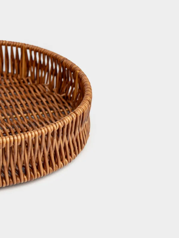 Tray, 25 cm, rattan, round, brown, Blendy, image-3