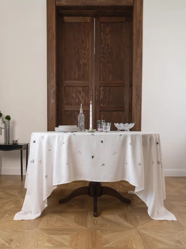 Tablecloth, 170x250 cm, polyester, milky, Spring flowers, Flowery, image-4