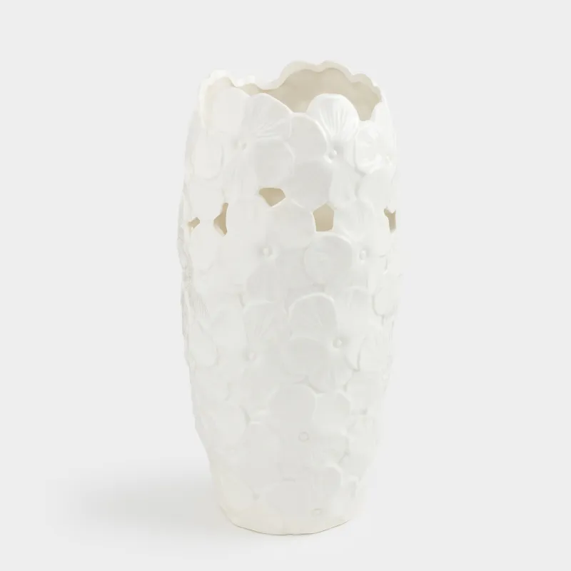 Flower vase, 29 cm, porcelain P, white, Flowers, Flora