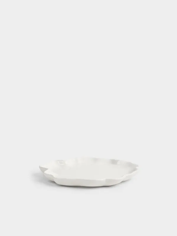 Snack plate, 24 cm, ceramic, milky, Wavy edge, Crumple, image-2