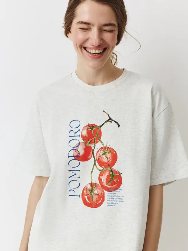 Women's T-shirt, size L, cotton, white, Pomodoro, Alvida, image-2