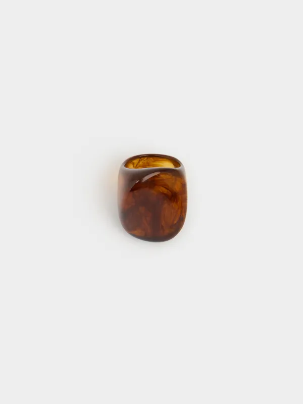 Ring, 2 cm, single size, resin, brown, Mineral, image-0