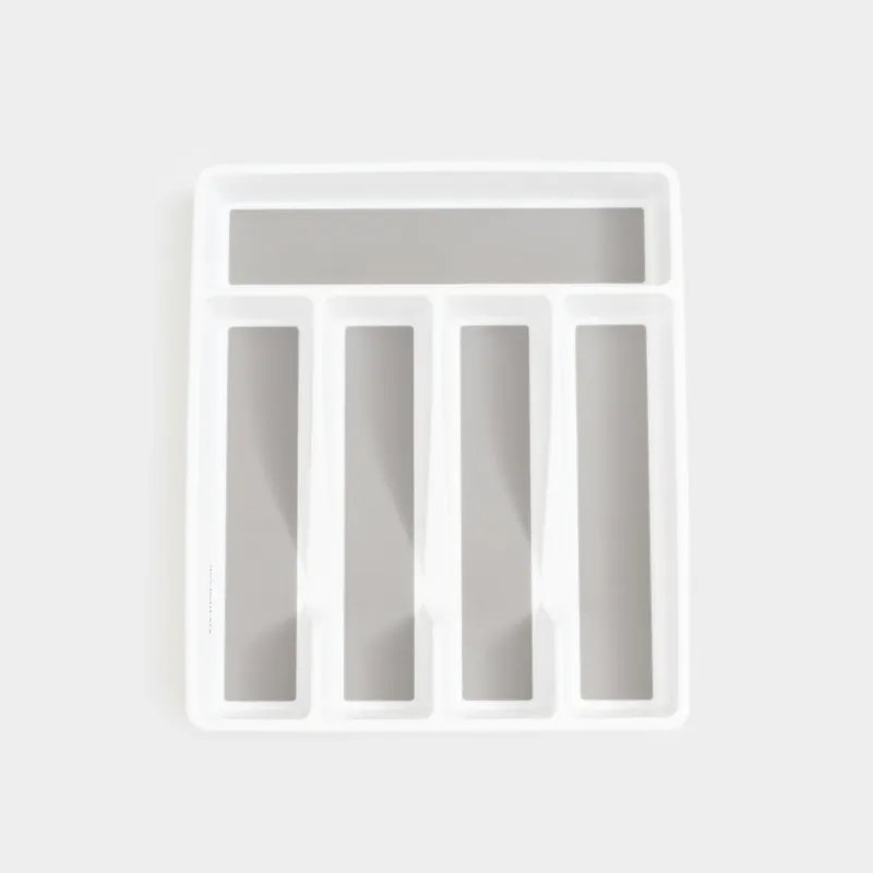 Cutlery tray, 33x29 cm, 5 otd, plastic / rubber, white-grey, Non-slip