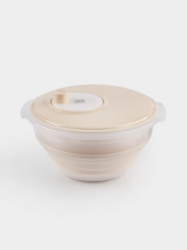 Vegetable dryer, 30 cm, mechanical, foldable, plastic / rubber, gray-beige, Foldaway, image-2