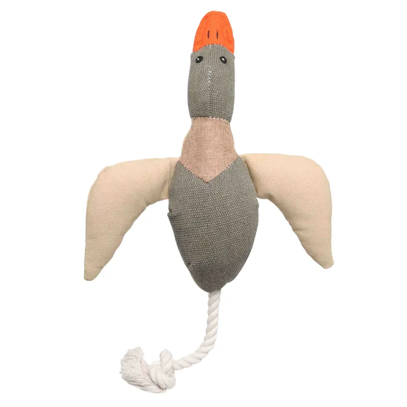 Dog toy, 40 cm, with squeaker, polyester, beige, Duck, Frisky pet, image-0