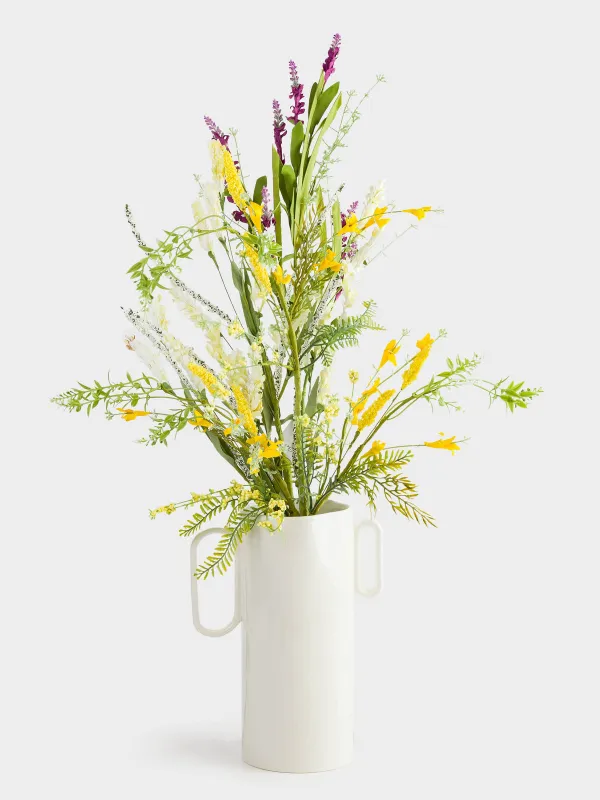 Flower vase, 27 cm, with handles, porcelain P, milky, Crumple, image-5