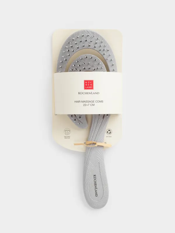 Hair massage comb, 22 cm, vegetable fiber / plastic, gray-blue, Zipo, image-4