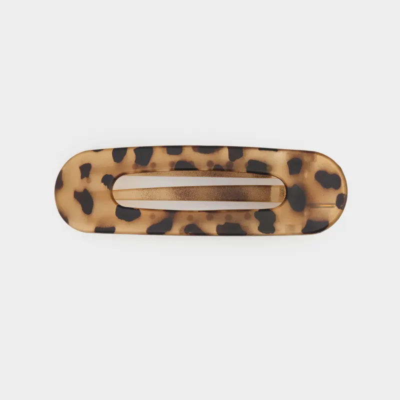 Hair clip, 11 cm, plastic / metal, brown, Glam